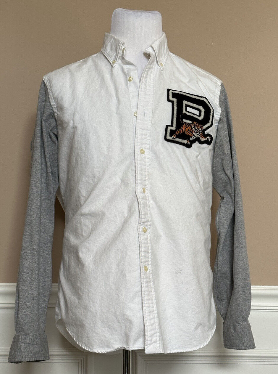 Polo Ralph Lauren Men's Tiger White/Grey Long Sleeve Shirt Large