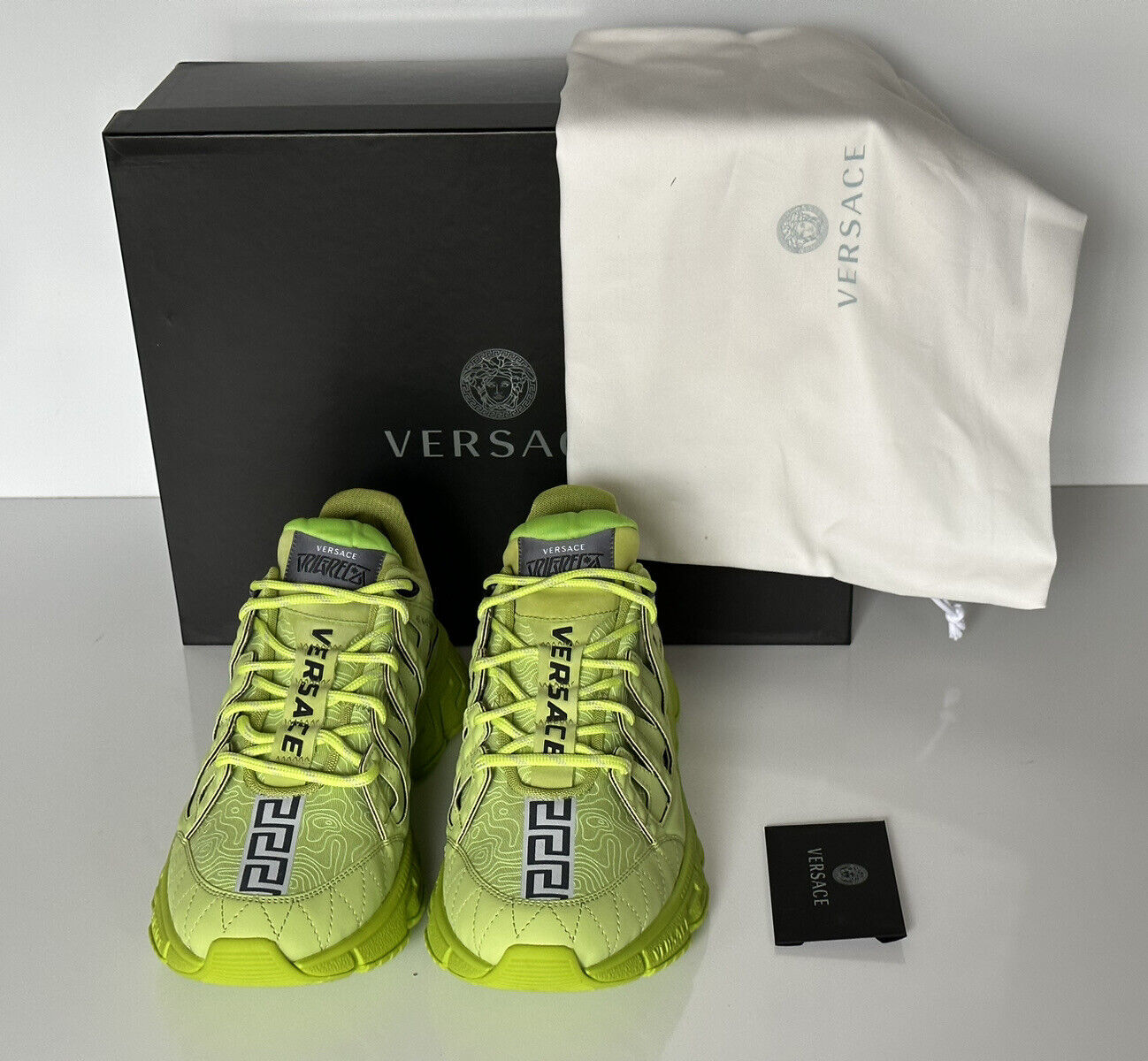 NIB $895 Versace Trigreca Chain Reaction Sneakers Citron 10.5 (43.5) IT DSU8094