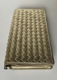 NWT 1150 долларов США Bottega Veneta Leathers Intrecciato Мини-сумка на плечо, золото 510564 IT 
