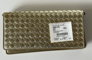 NWT 1150 долларов США Bottega Veneta Leathers Intrecciato Мини-сумка на плечо, золото 510564 IT 