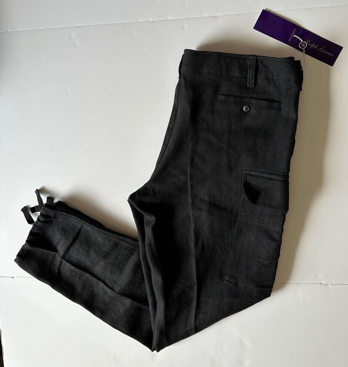 Neu mit Etikett: 595 $ Ralph Lauren Purple Label Lässige Taschenhose Schwarz 38/32 Hergestellt in Italien 