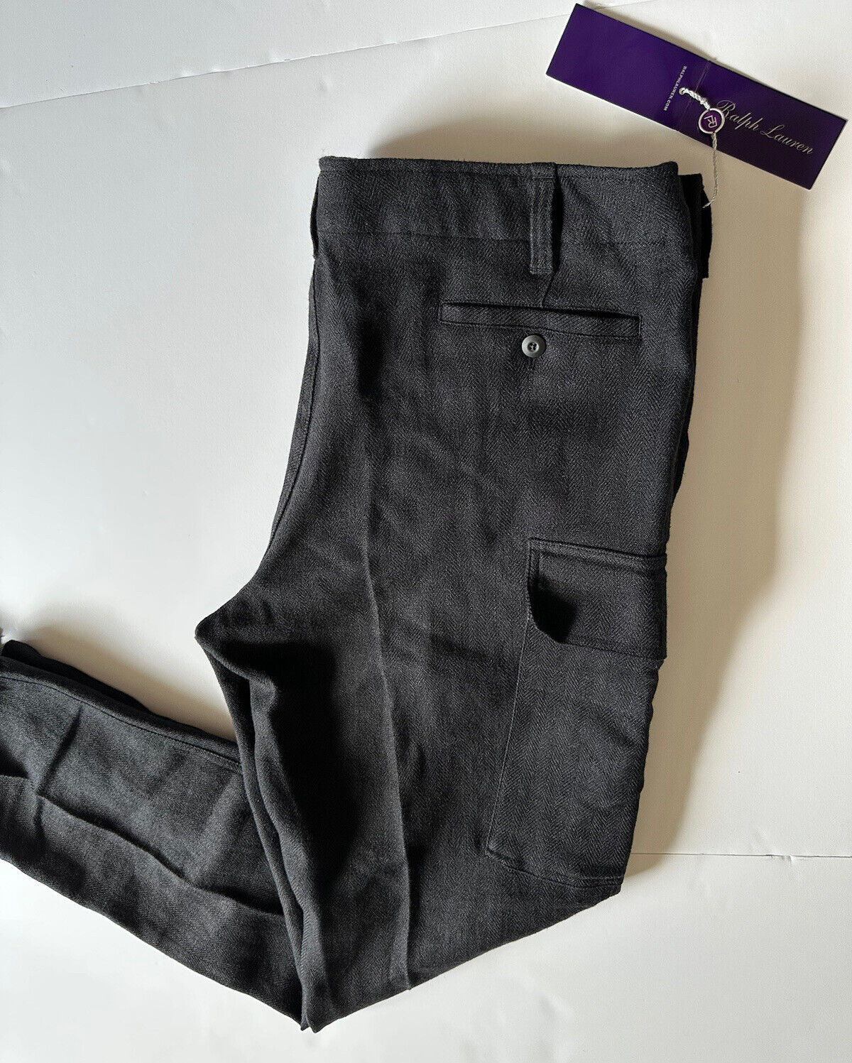 NWT $595 Ralph Lauren Purple Label Повседневные брюки с карманами Черные 38/32 Сделано в Италии 