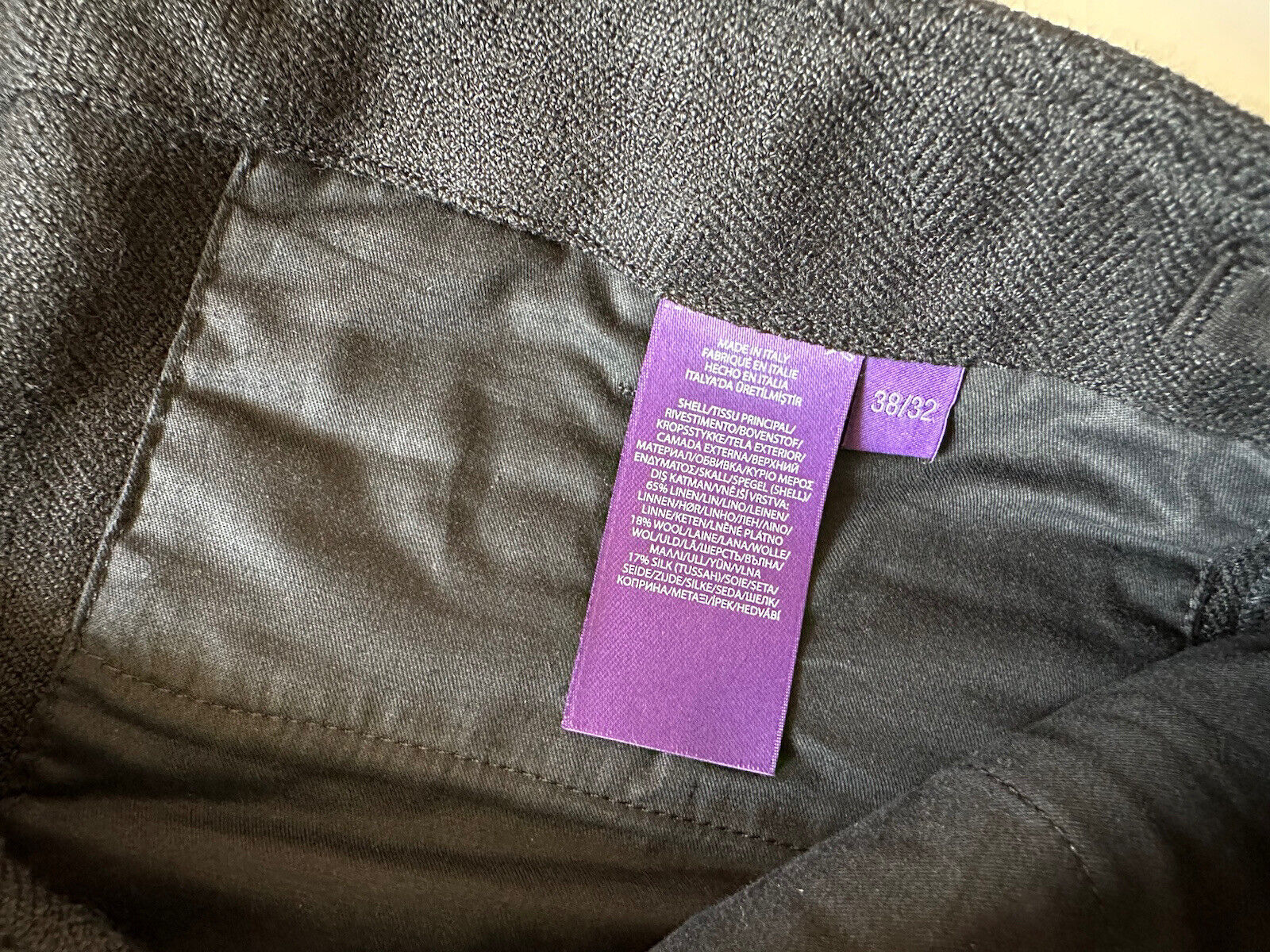 Neu mit Etikett: 595 $ Ralph Lauren Purple Label Lässige Taschenhose Schwarz 38/32 Hergestellt in Italien 