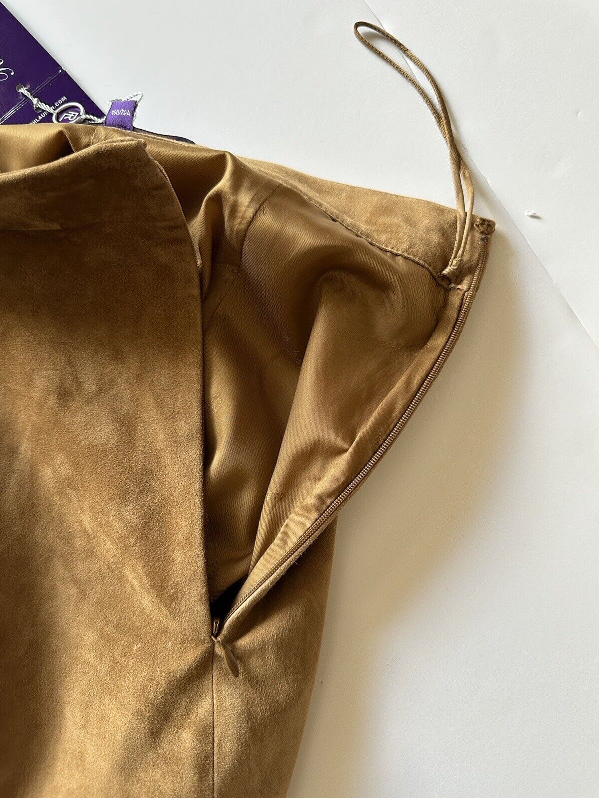 NWT 2890 долларов США Ralph Lauren Purple Label Замшевая коричневая юбка-трапеция 4 Сделано в США, Италия