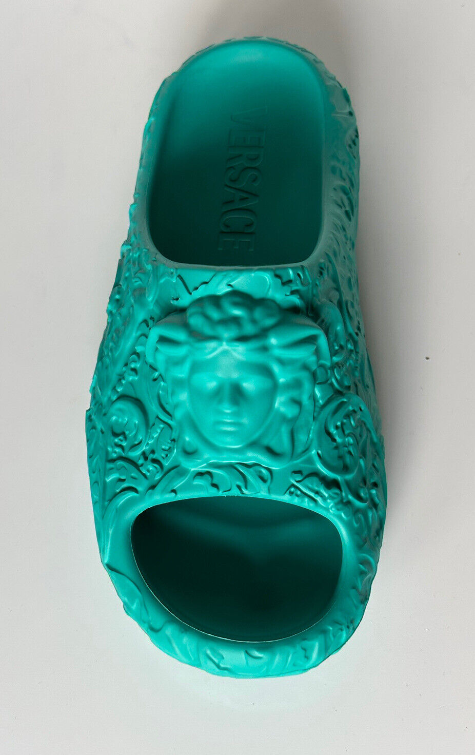 NIB $525 Versace Medusa Head Slides Pool Sandals Turquoise 10 US (43) 1005746 IT
