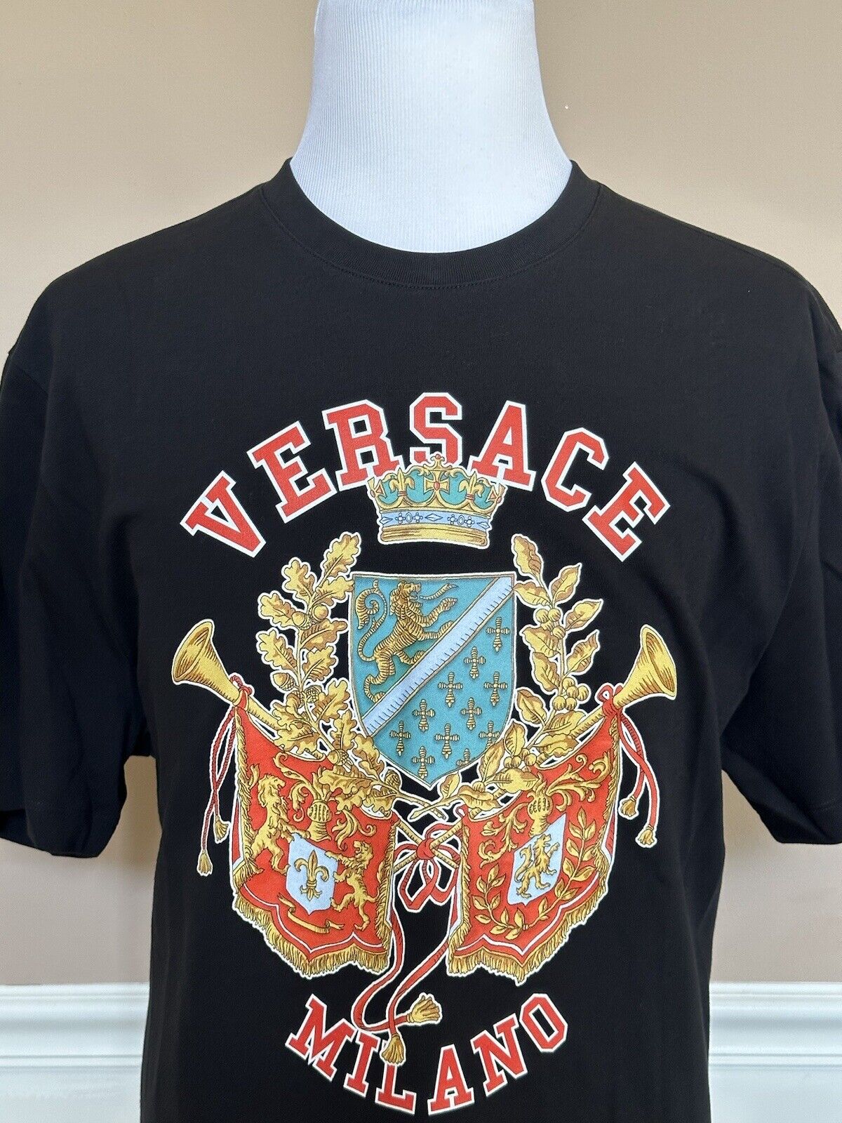 NWT $525 Versace Milano Logo Черная трикотажная футболка Mitchel Fit 2XL 1005188 Италия