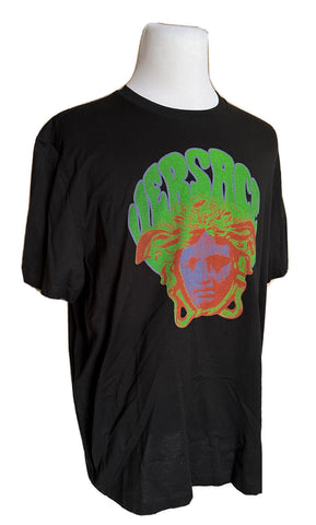NWT 450 $ Versace Medusa bedrucktes schwarzes Mitchel-Fit-Jersey-T-Shirt XL 1003916