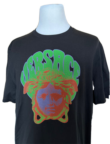 NWT 450 $ Versace Medusa bedrucktes schwarzes Mitchel-Fit-Jersey-T-Shirt XL 1003916