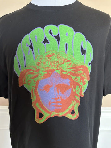 NWT 450 $ Versace Medusa bedrucktes schwarzes Mitchel-Fit-Jersey-T-Shirt XL 1003916