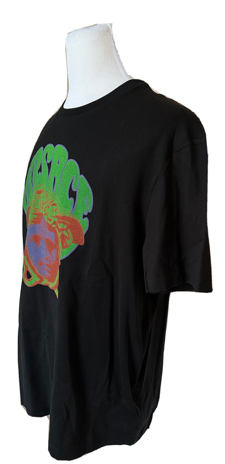 NWT 450 $ Versace Medusa bedrucktes schwarzes Mitchel Fit Jersey-T-Shirt L 1003916