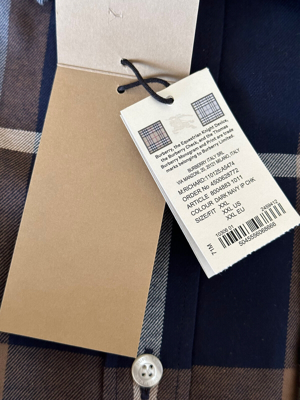 Neu mit Etikett: 390 $ Burberry Herren-Hemd Richard Cotton Button-Up 2XL 8994883