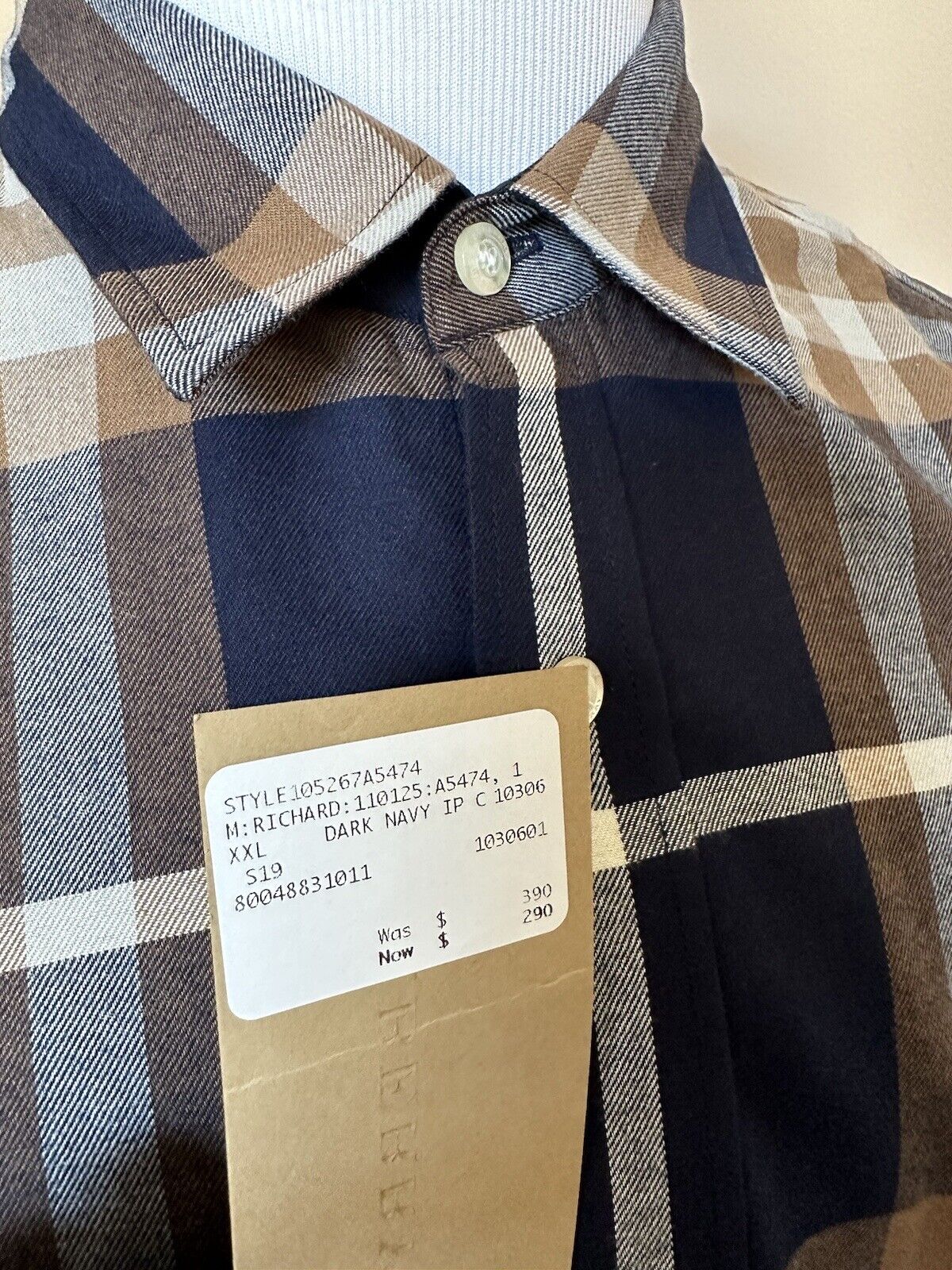 Neu mit Etikett: 390 $ Burberry Herren-Hemd Richard Cotton Button-Up 2XL 8994883