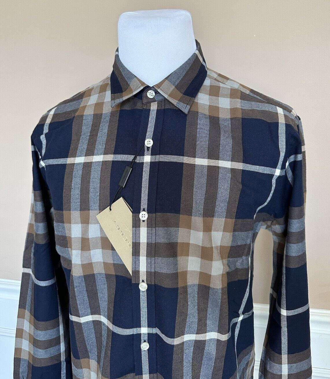 Neu mit Etikett: 390 $ Burberry Herren-Hemd Richard Cotton Button-Up 2XL 8994883