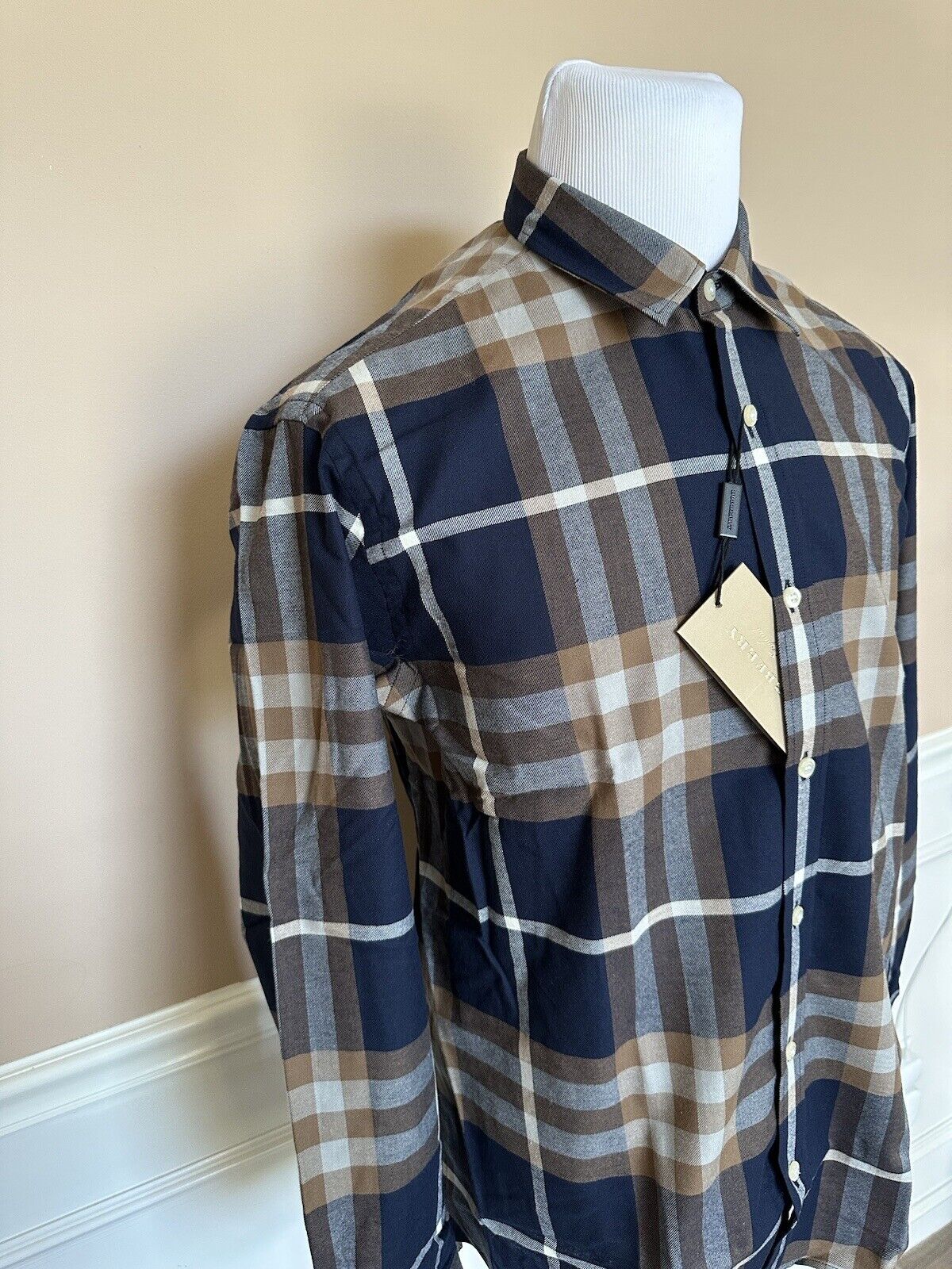 Neu mit Etikett: 390 $ Burberry Herren-Hemd Richard Cotton Button-Up 2XL 8994883