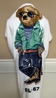 Пляжное полотенце Polo Bear от Ralph Lauren Bear, белое/синее, 35x66 