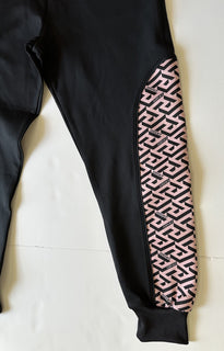 NWT $625 Versace Женские черные брюки-джоггеры с принтом Greca, размер 2, Италия 1002081 