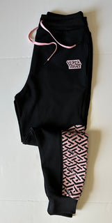 NWT $625 Versace Женские черные брюки-джоггеры с принтом Greca, размер 4, Италия 1002081 