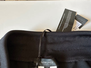 NWT $625 Versace Женские черные брюки-джоггеры с принтом Greca, размер 5, Италия 1002081 