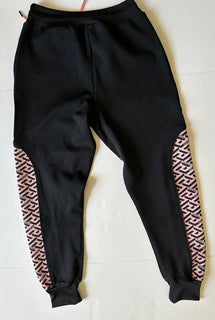 NWT $625 Versace Женские черные брюки-джоггеры с принтом Greca, размер 5, Италия 1002081 