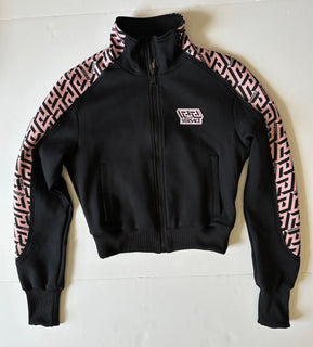 NWT $925 Женская куртка-джоггер с принтом Versace Greca, черная, размер 5 1002080 Италия 