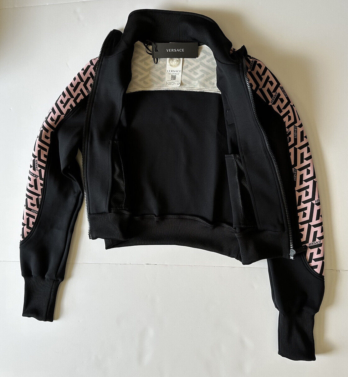 NWT $925 Женская куртка-джоггер с принтом Versace Greca, черная, размер 5 1002080 Италия 