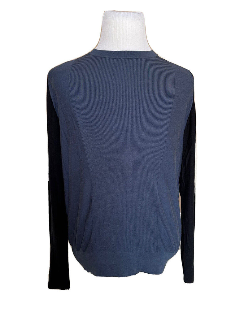Emporio Armani Herrenpullover aus blau/schwarz/weißer Seide/Baumwolle, passend für Medium (3XL) 