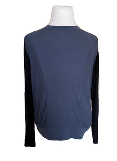 Emporio Armani Herrenpullover aus blau/schwarz/weißer Seide/Baumwolle, passend für Medium (3XL) 