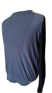 Emporio Armani Herrenpullover aus blau/schwarz/weißer Seide/Baumwolle, passend für Medium (3XL) 