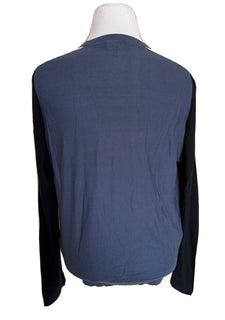 Emporio Armani Herrenpullover aus blau/schwarz/weißer Seide/Baumwolle, passend für Medium (3XL) 