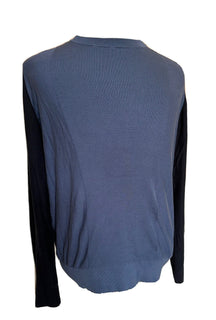 Emporio Armani Herrenpullover aus blau/schwarz/weißer Seide/Baumwolle, passend für Medium (3XL) 