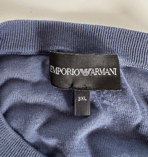 Emporio Armani Herrenpullover aus blau/schwarz/weißer Seide/Baumwolle, passend für Medium (3XL) 