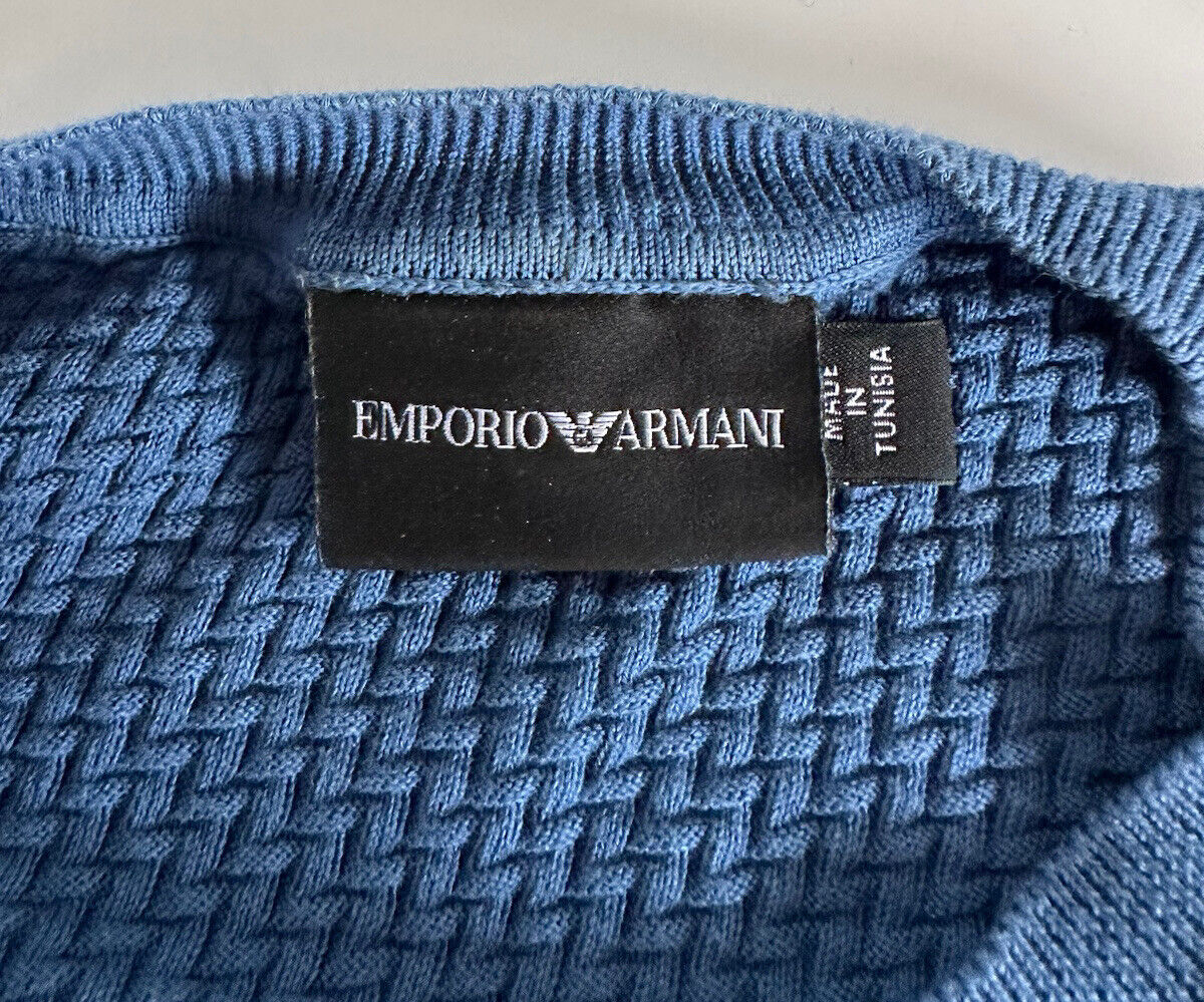 Emporio Armani Men's Blue Cotton Sweater 2XL