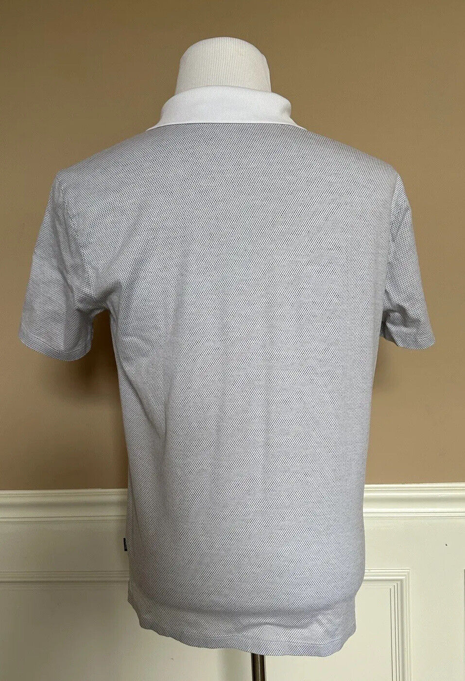 Бело-синяя рубашка-поло с короткими рукавами Boss Hugo Boss Black Label L (подходит как SM)