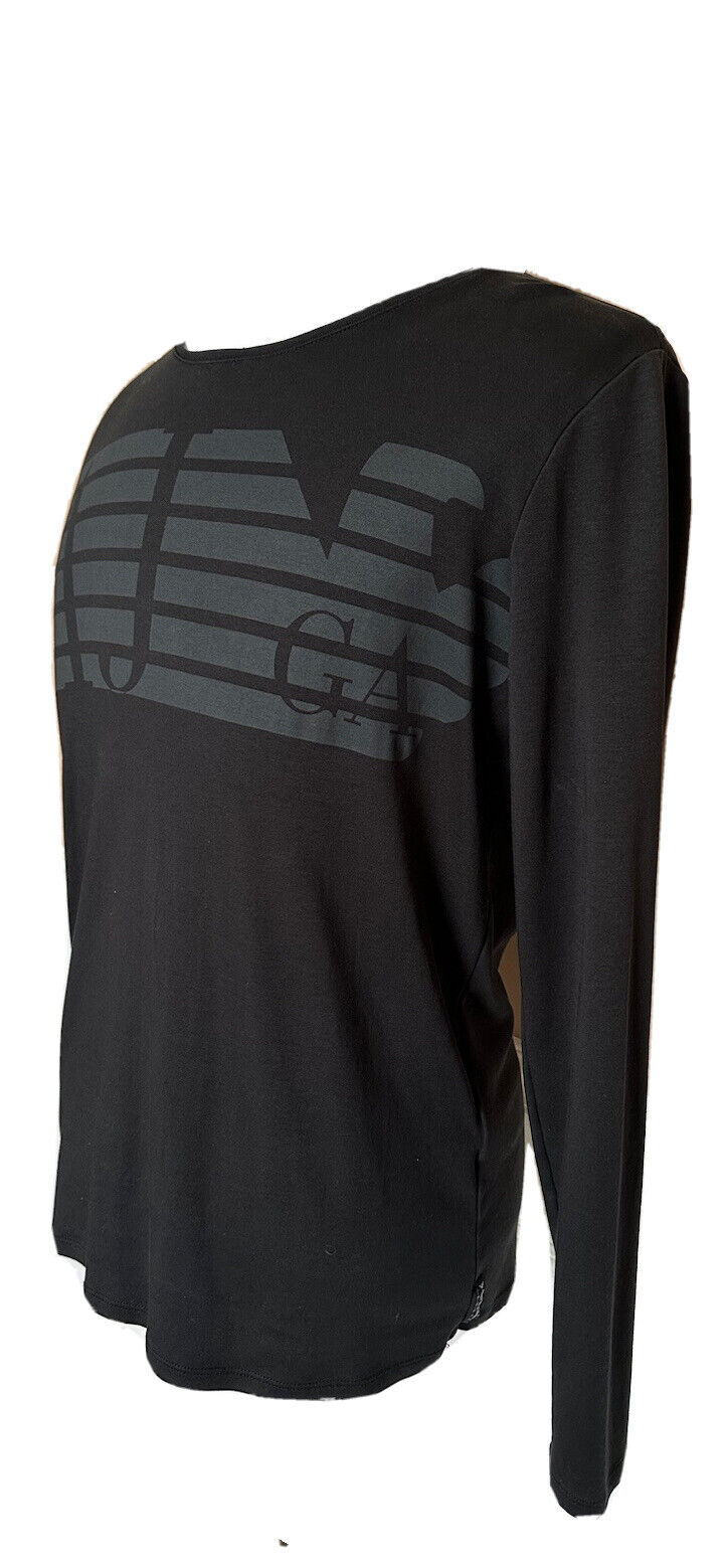 Armani Exchange Schwarzes Langarm-T-Shirt mit schmaler Passform, Größe XL 