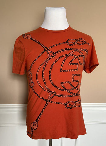 Gucci GG Print Orange Crew Neck Short Sleeve T-Shirt Medium