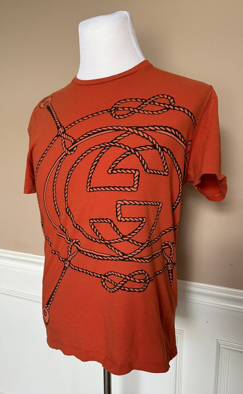 Gucci GG Print Orange Rundhals-Kurzarm-T-Shirt Medium 
