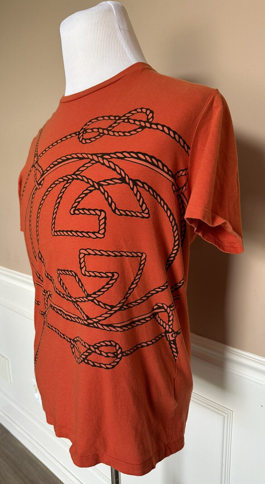 Оранжевая футболка с короткими рукавами и принтом Gucci GG, средний размер 