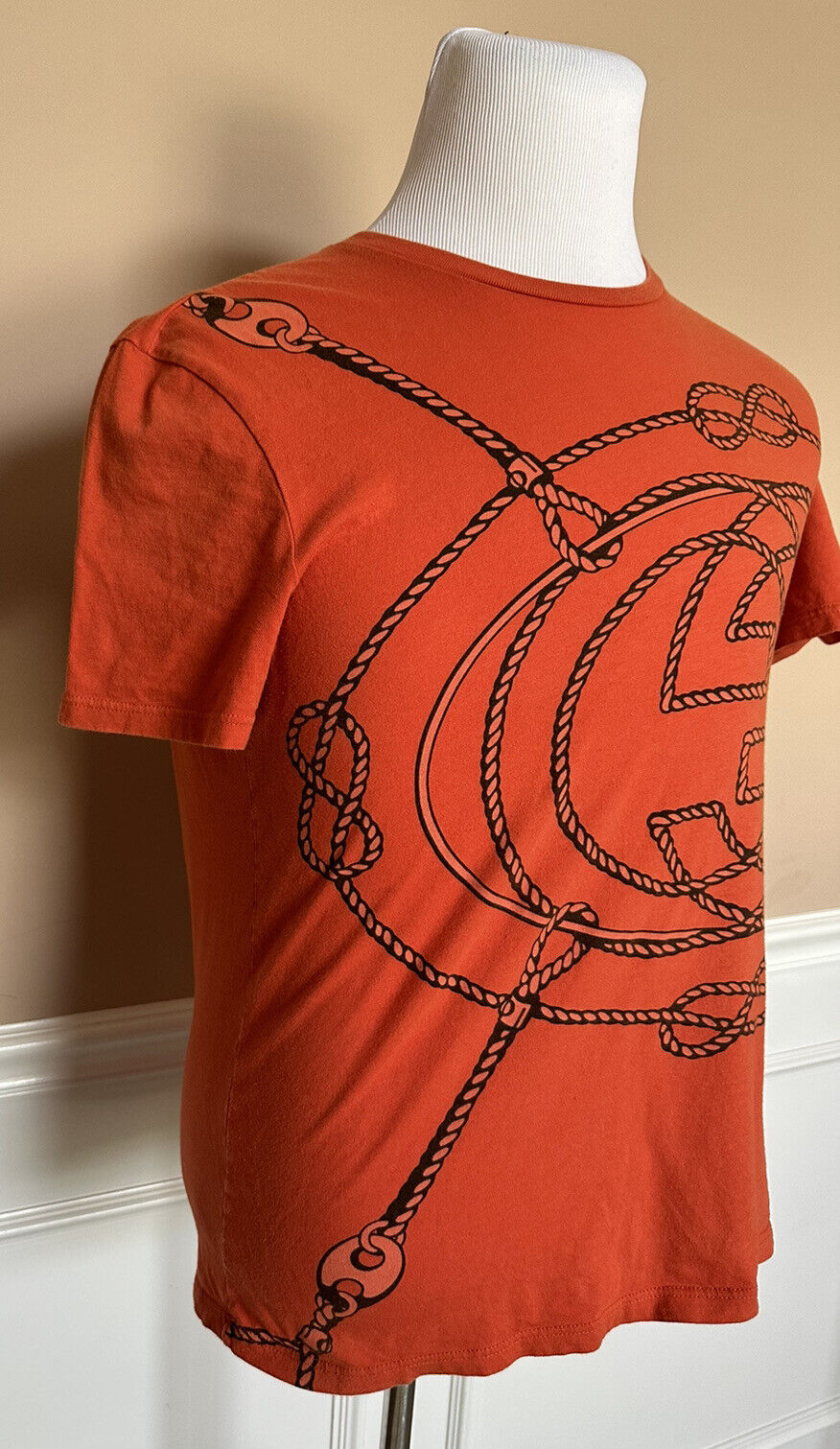 Оранжевая футболка с короткими рукавами и принтом Gucci GG, средний размер 