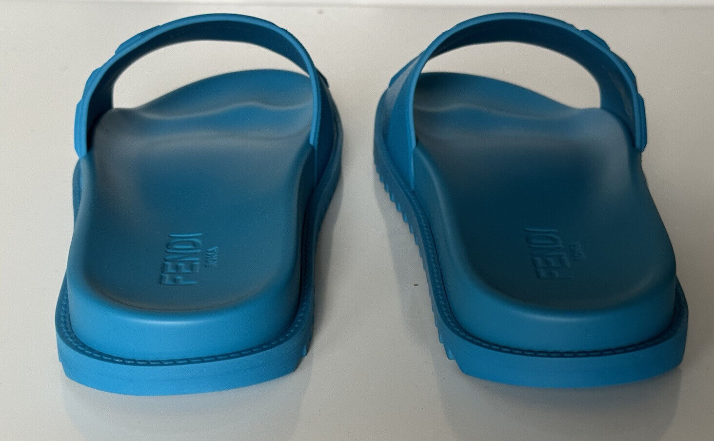 Мужские резиновые шлепанцы Fendi FF стоимостью 460 долларов США Cyber ​​Blue 12 US/11 UK Италия 7X1377 