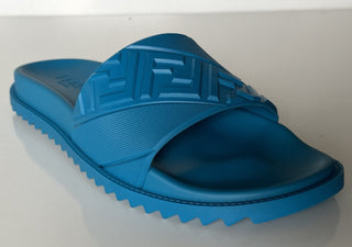 NIB Мужские резиновые шлепанцы Fendi FF, 460 долларов США, Cyber ​​Blue 13 US/12 UK Италия 7X1377 