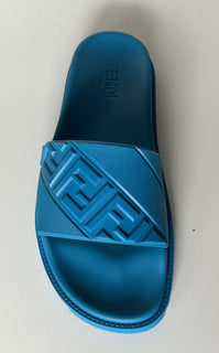 NIB Мужские резиновые шлепанцы Fendi FF, 460 долларов США, Cyber ​​Blue 13 US/12 UK Италия 7X1377 