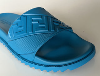 NIB Мужские резиновые шлепанцы Fendi FF, 460 долларов США, Cyber ​​Blue 13 US/12 UK Италия 7X1377 