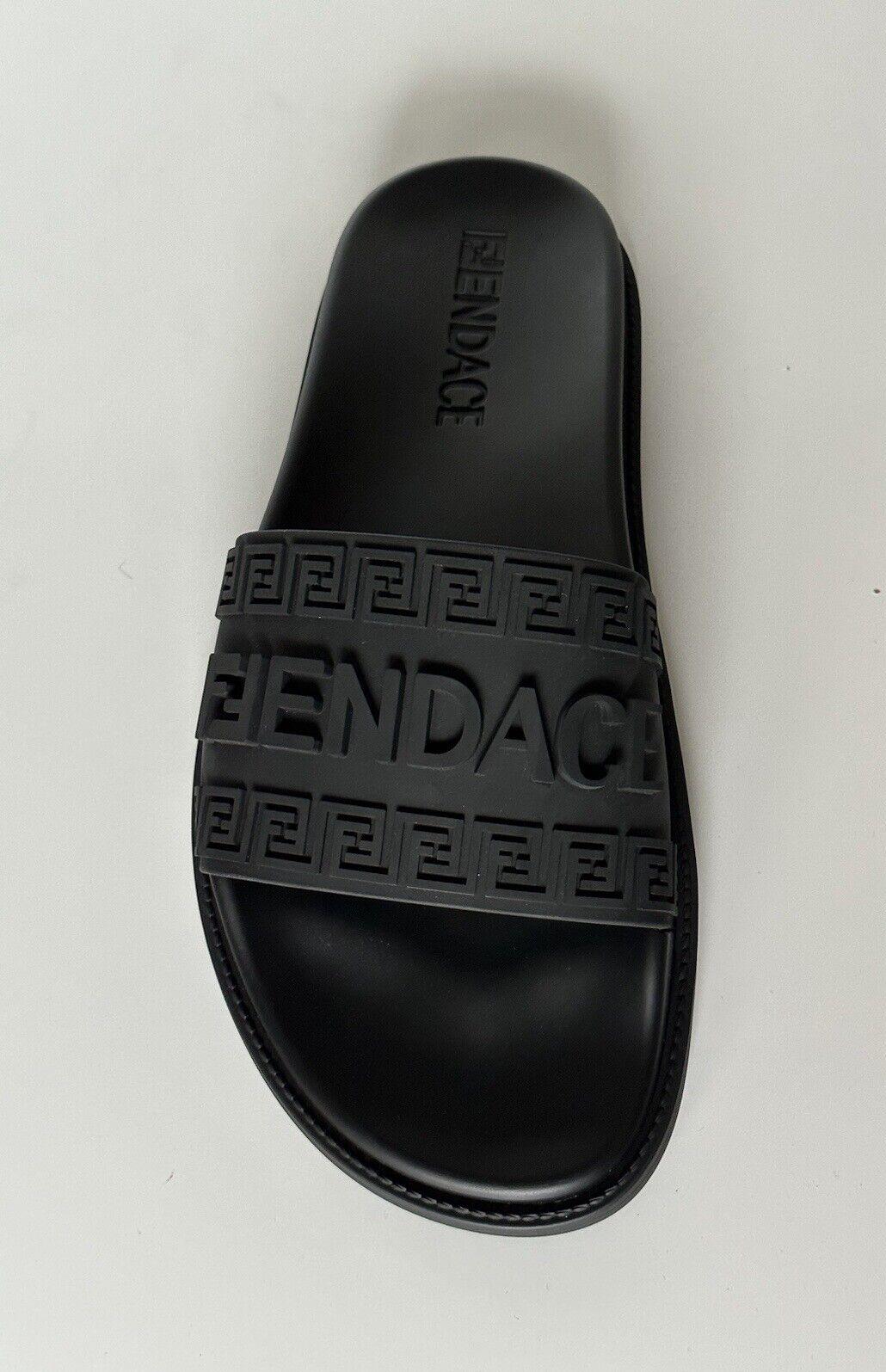 NIB $ 520 Fendace Fendi&amp;Versace Slide-Sandalen aus Gummi Schwarz 11 US/10 UK IT 7X1551 