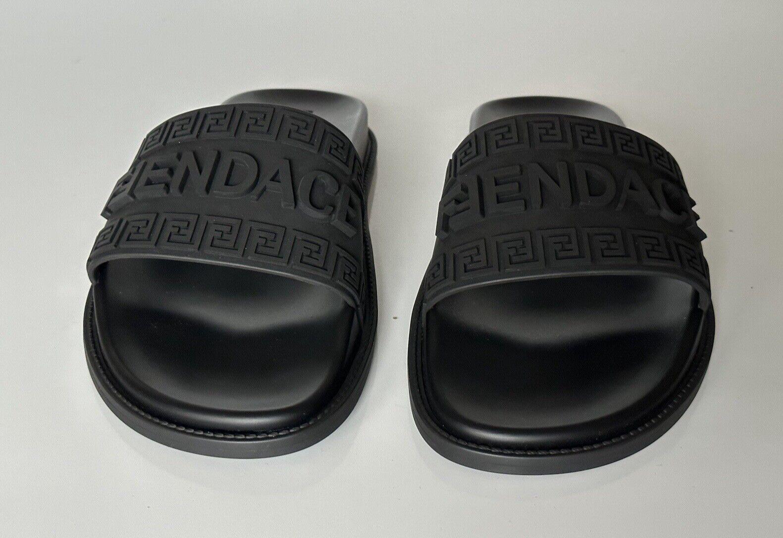 NIB $520 Fendace Fendi&Versace Rubber Slide Sandals Black 12 US/11 UK IT 7X1551