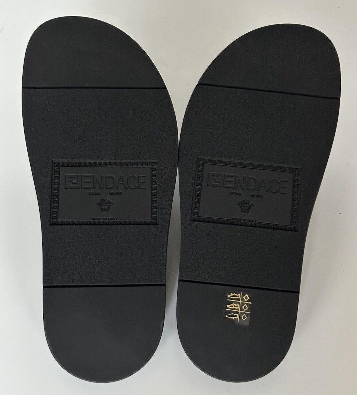 NIB $ 520 Fendace Fendi&amp;Versace Slide-Sandalen aus Gummi Schwarz 13 US/12 UK IT 7X1551 