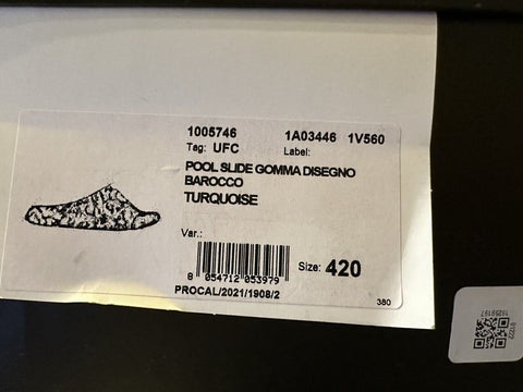 NIB 525 $ Versace Medusa Head Slides Pool-Sandalen Türkis 9 US (42) 1005746 IT 