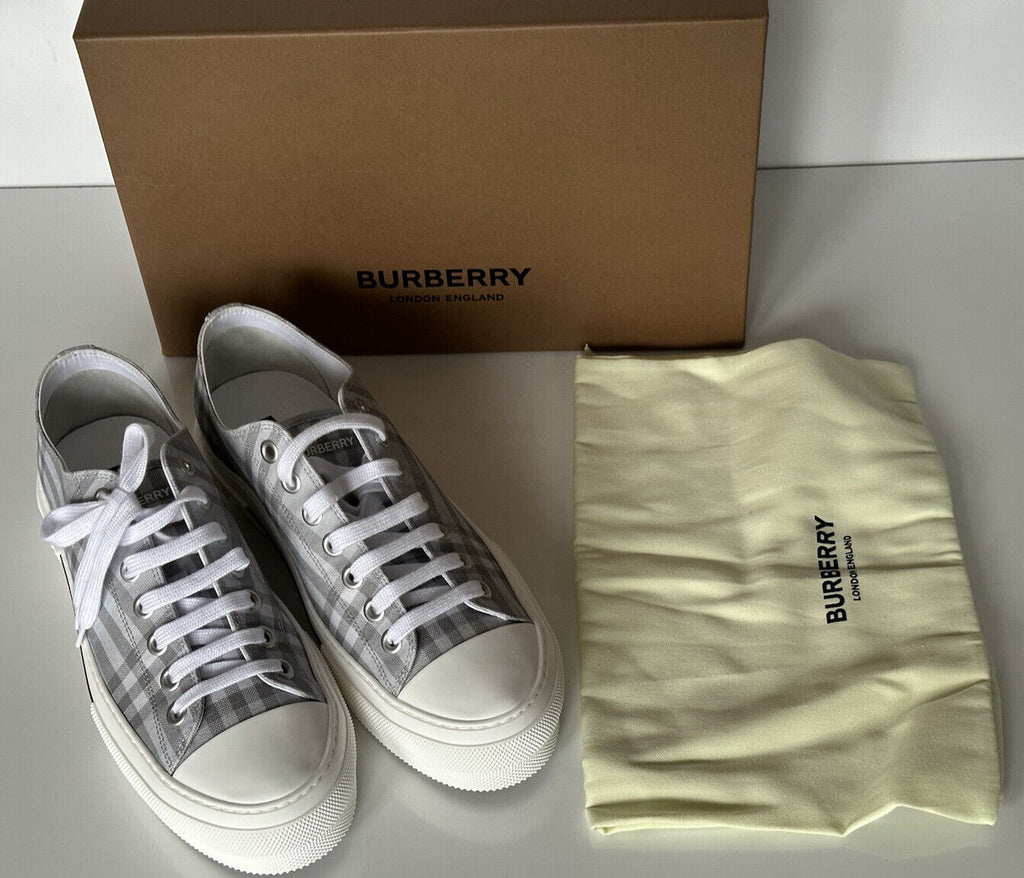 Мужские серые низкие кроссовки Burberry в клетку стоимостью 590 долларов США 12,5 США (45,5) 8052341 IT 