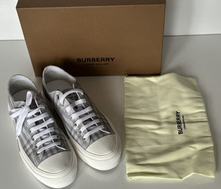 Мужские серые низкие кроссовки Burberry в клетку стоимостью 590 долларов США 12,5 США (45,5) 8052341 IT 