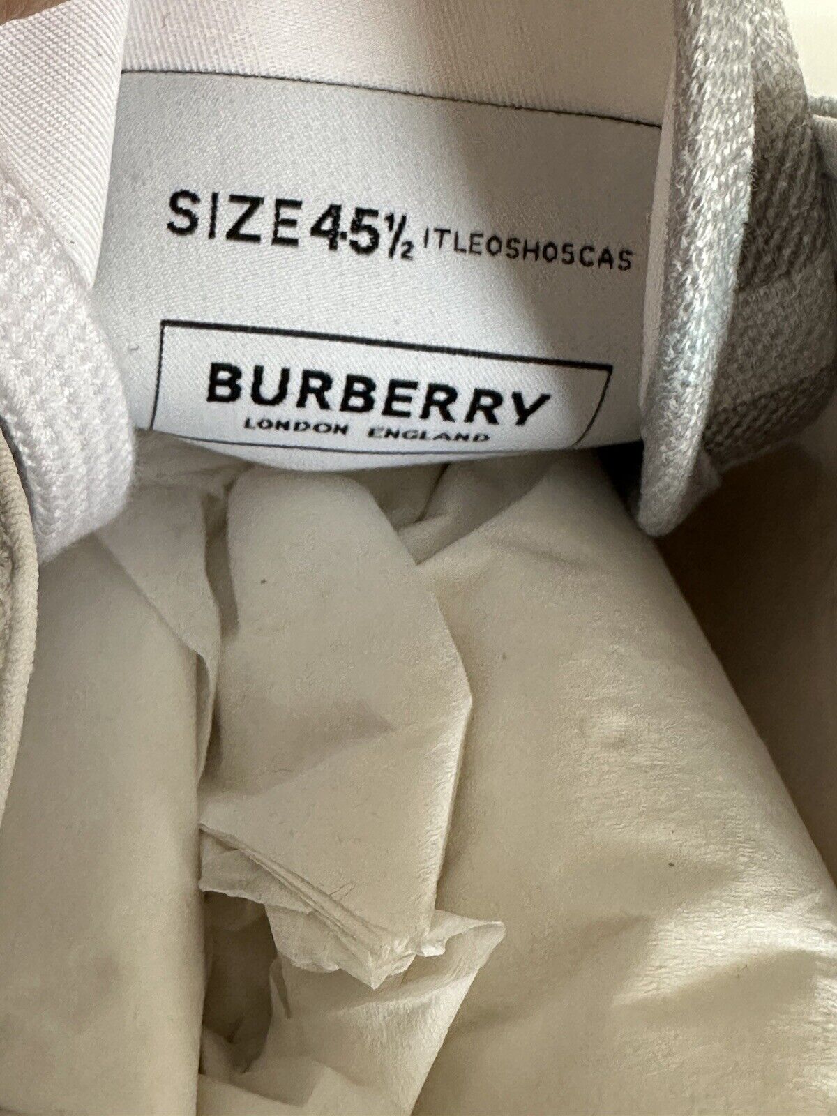 NIB $ 590 Burberry Herren-Low-Top-Sneaker mit grauen Karos, 12,5 US (45,5) 8052341 IT 