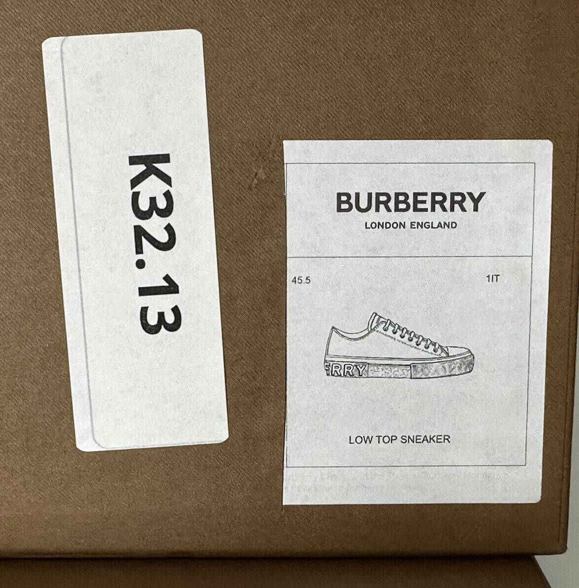 NIB $ 590 Burberry Herren-Low-Top-Sneaker mit grauen Karos, 12,5 US (45,5) 8052341 IT 